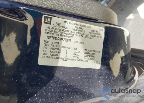 2008 Chevrolet Tahoe Ls из США, поврежденный, VIN 1GNFC13C18R208612